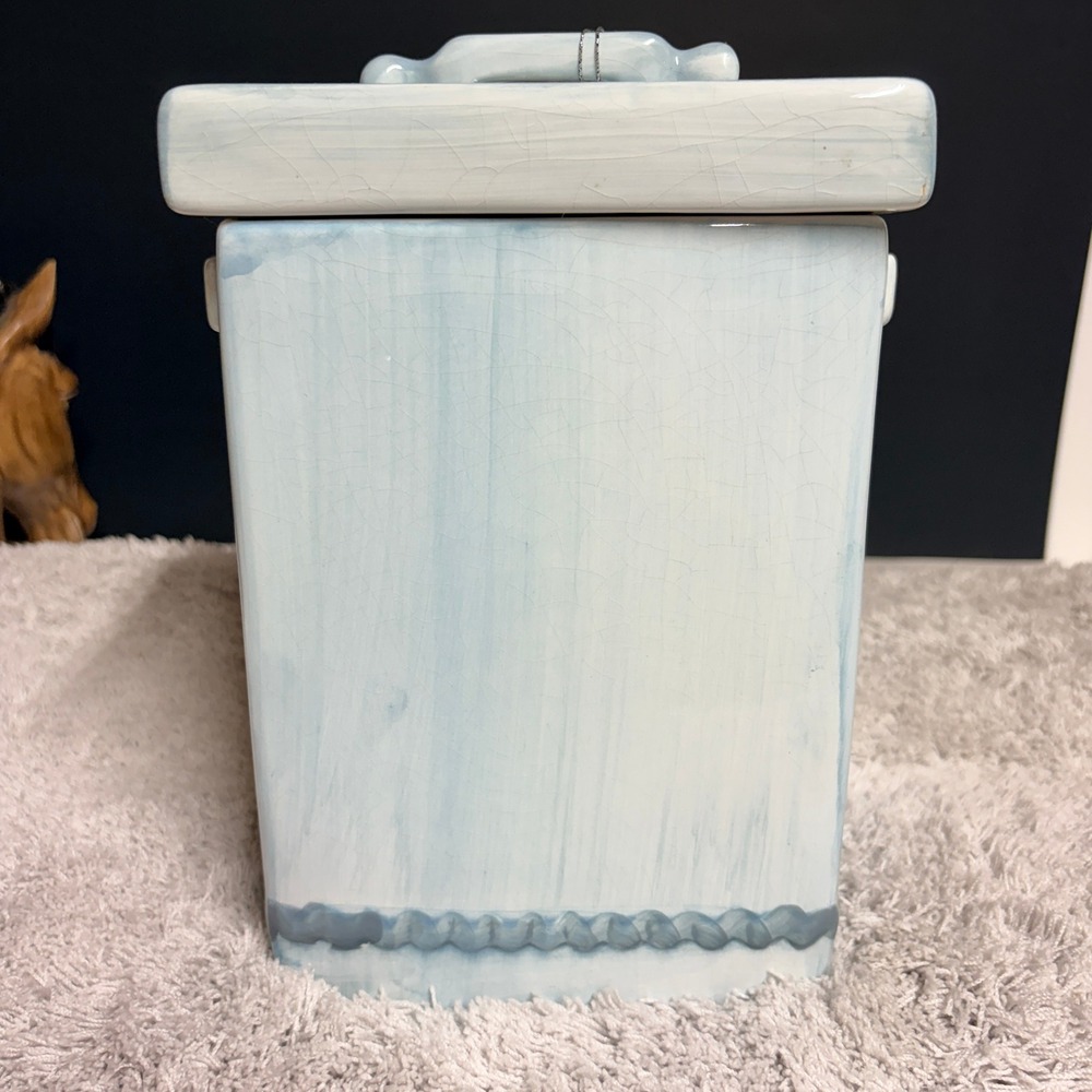 MSRF Inc Vintage Blue White Ceramic Cookies Jar with Lid 1990's Cotttagecore - Picture 2 of 16